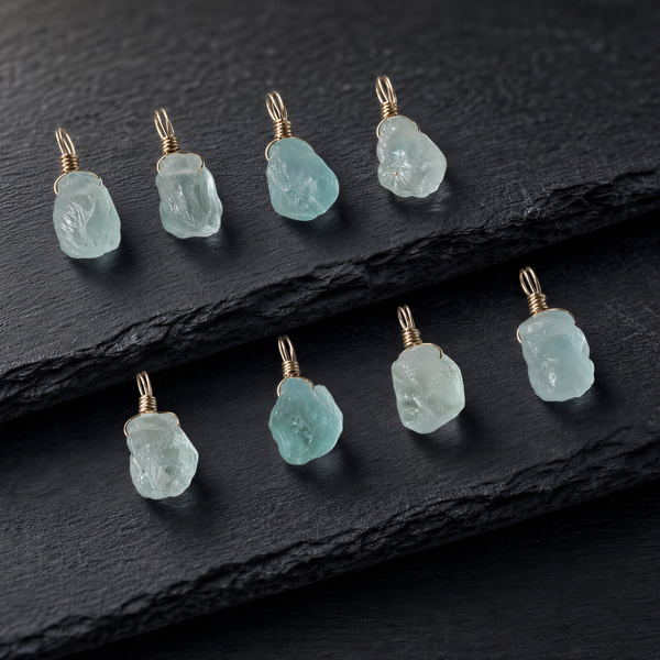Roher Aquamarin Kette
