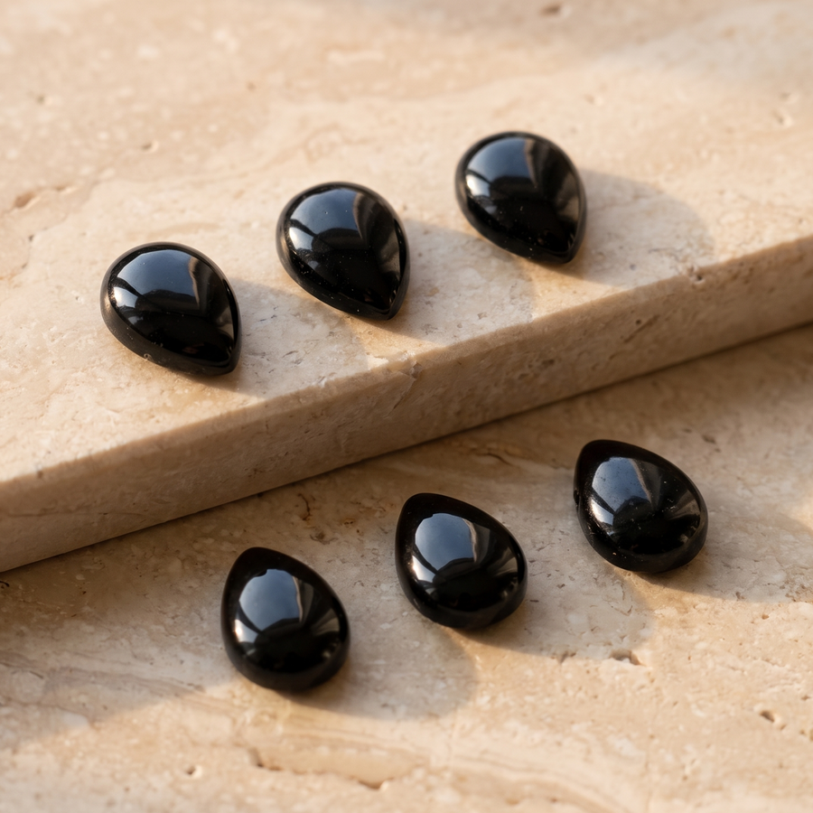 Schwarzer Turmalin Tropfen Kette