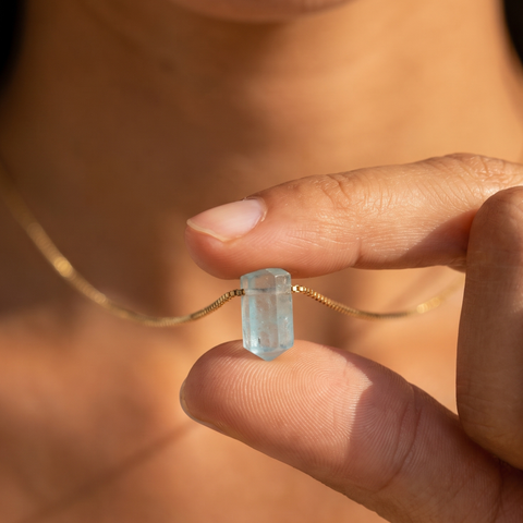 Zylinder Aquamarin Kette