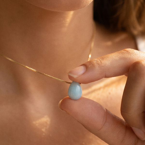Tropfen Aquamarin Kette