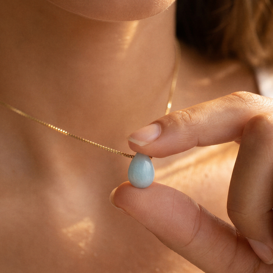 Tropfen Aquamarin Kette
