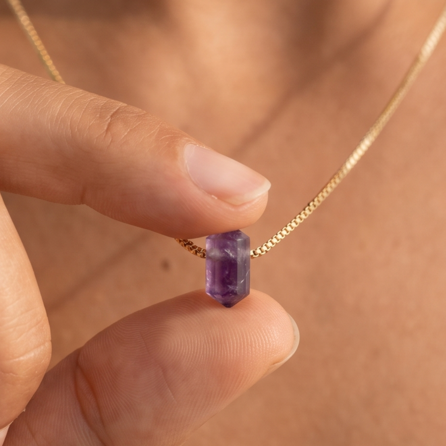 Zylinder Amethyst Kette