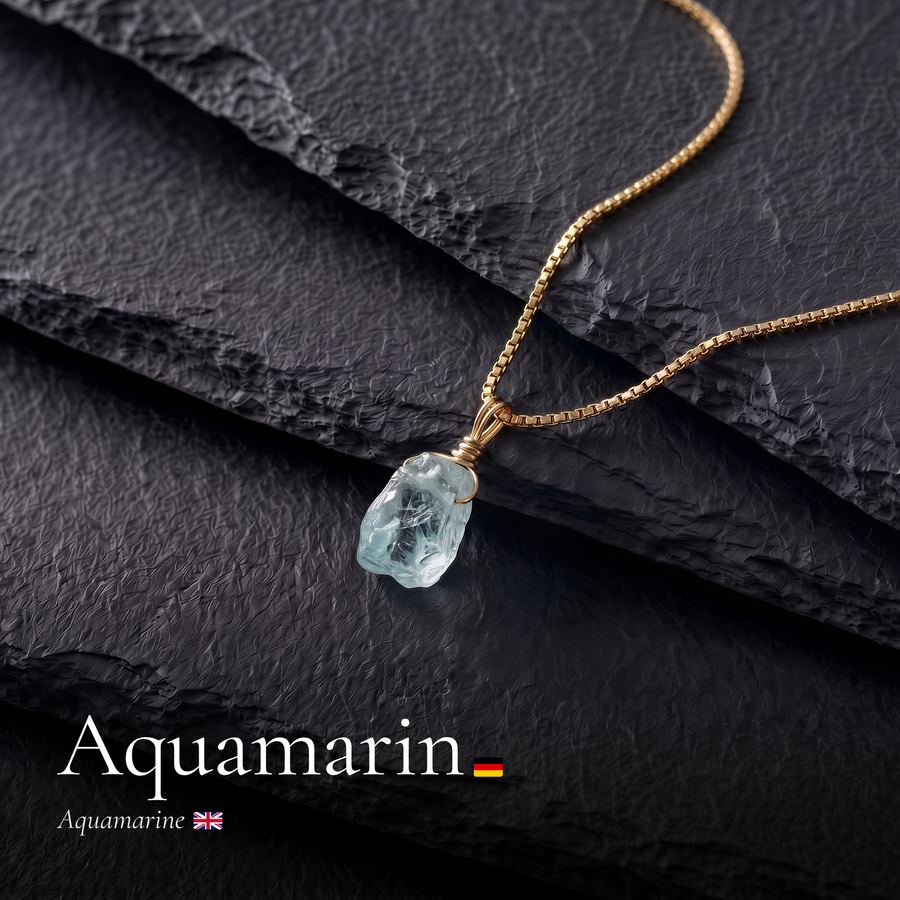 Roher Aquamarin Kette