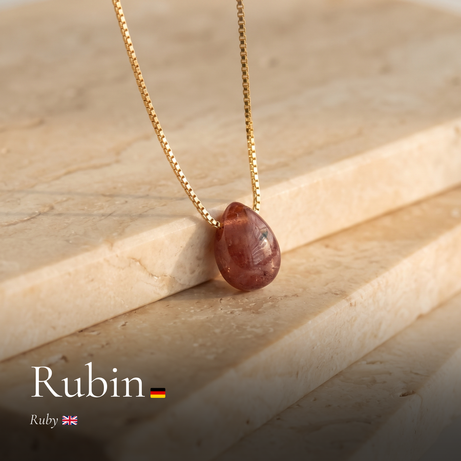 Tropfen Rubin Kette