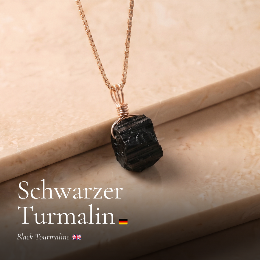 Roher Schwarzer Turmalin Kette
