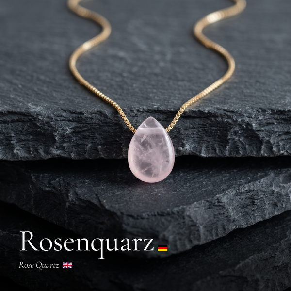 Tropfen Rosenquarz Kette
