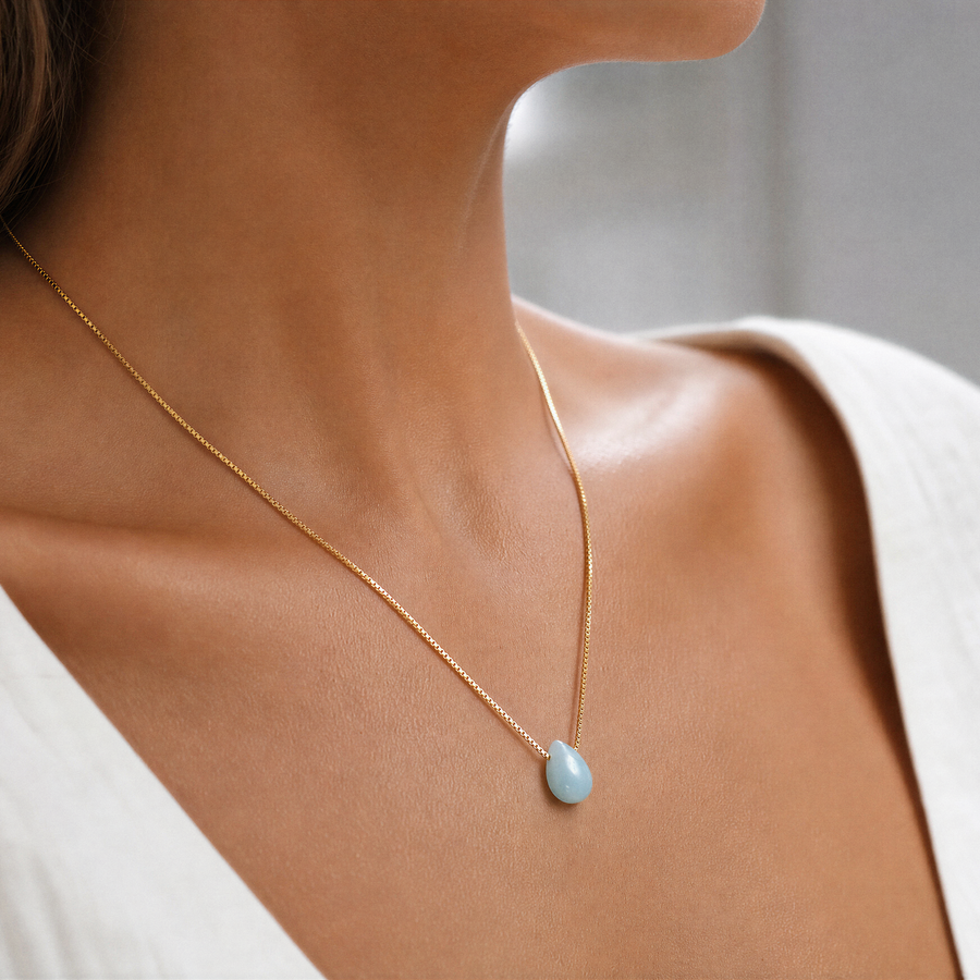 Tropfen Aquamarin Kette