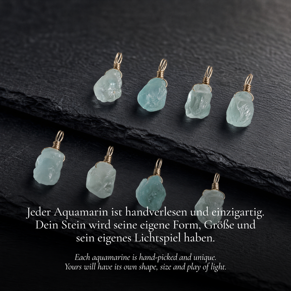 Roher Aquamarin Kette