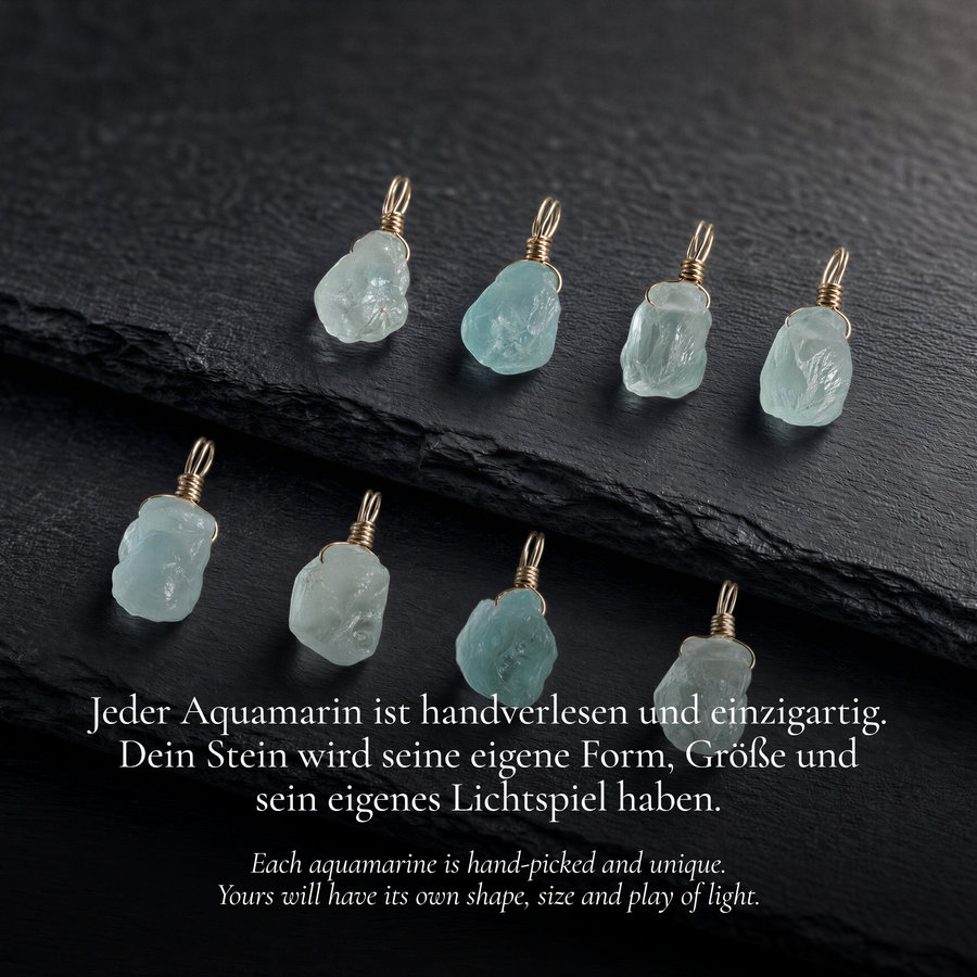 Roher Aquamarin Kette