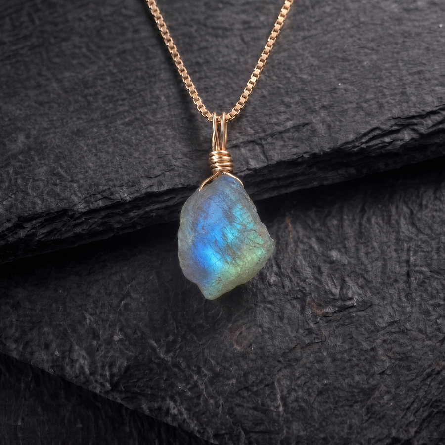 Roher Labradorit Kette