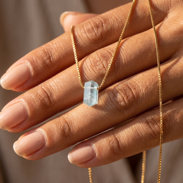 Zylinder Aquamarin Kette