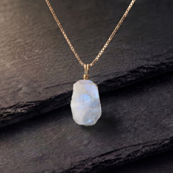 Echter Roher Mondstein Kette