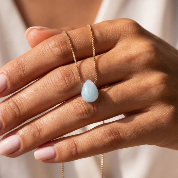 Tropfen Aquamarin Kette