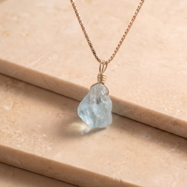 Roher Aquamarin Kette