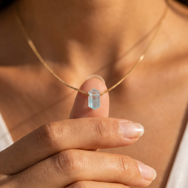 Zylinder Aquamarin Kette