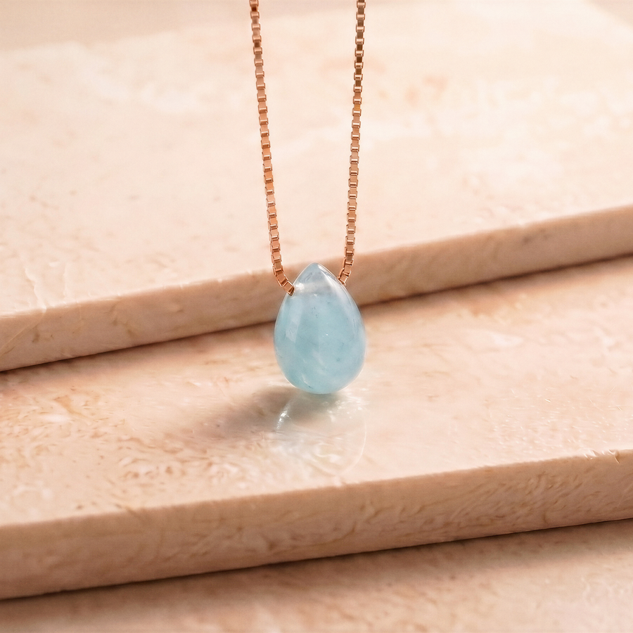 Tropfen Aquamarin Kette