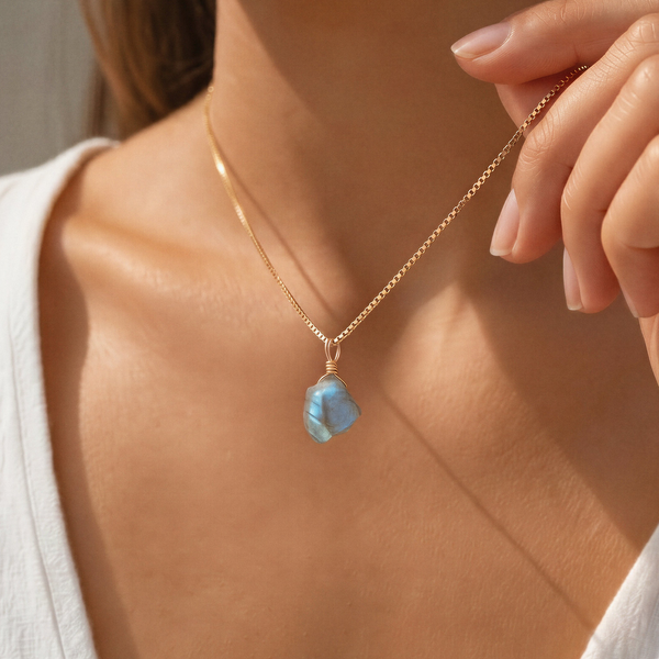 Roher Labradorit Kette