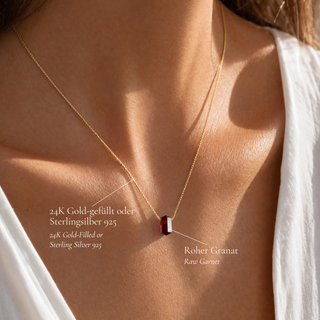 Getragene Granat Kette mit Angaben zu 14K Gold-Filled und 925 Sterlingsilber