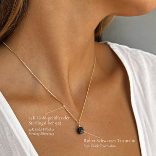 Getragene Turmalin Rohstein Kette mit Angaben zu Gold-Filled und Sterlingsilber
