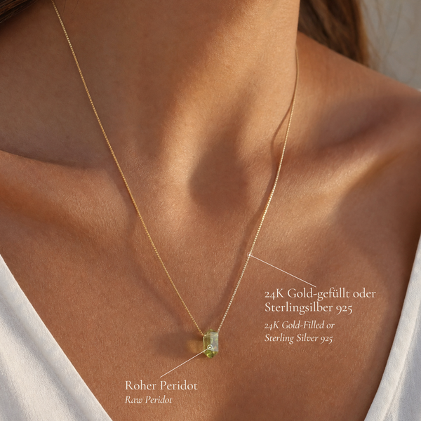 Zylinder Peridot Kette
