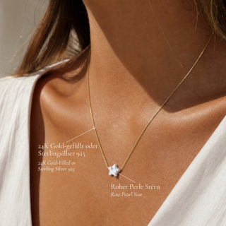 Getragene Sternperlen Kette mit Angaben zu 14K Gold-Filled und Silber