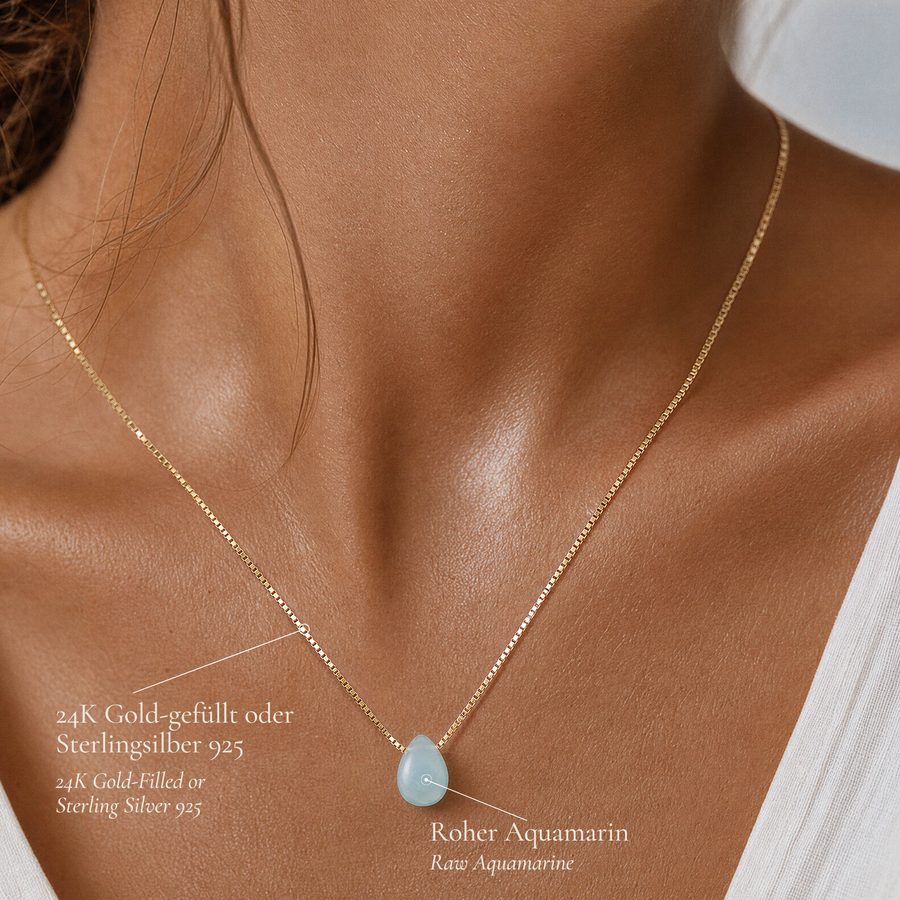 Tropfen Aquamarin Kette