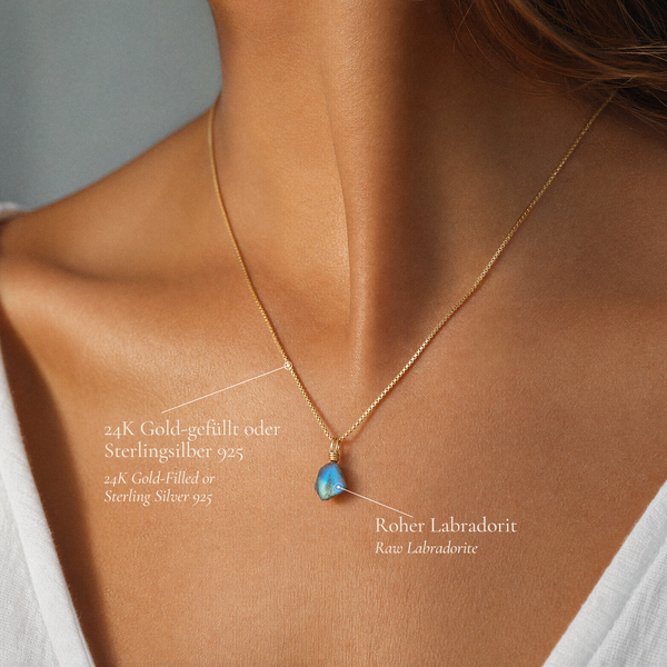 Roher Labradorit Kette