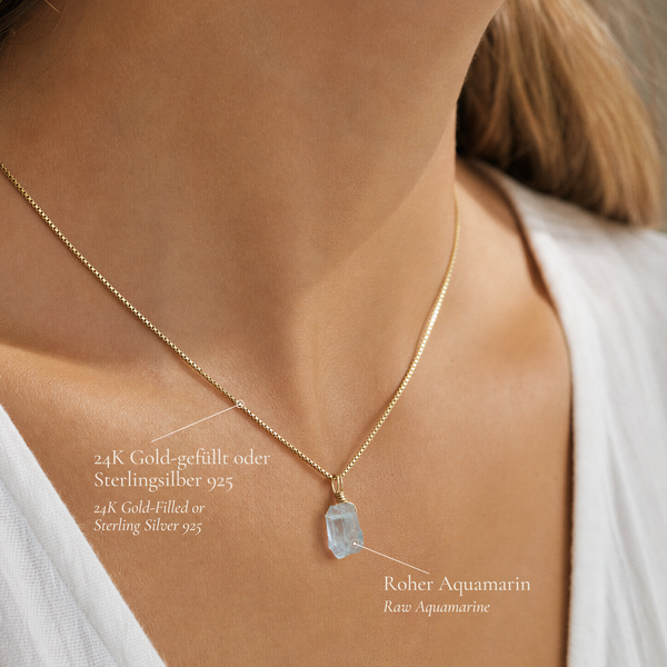 Roher Aquamarin Kette