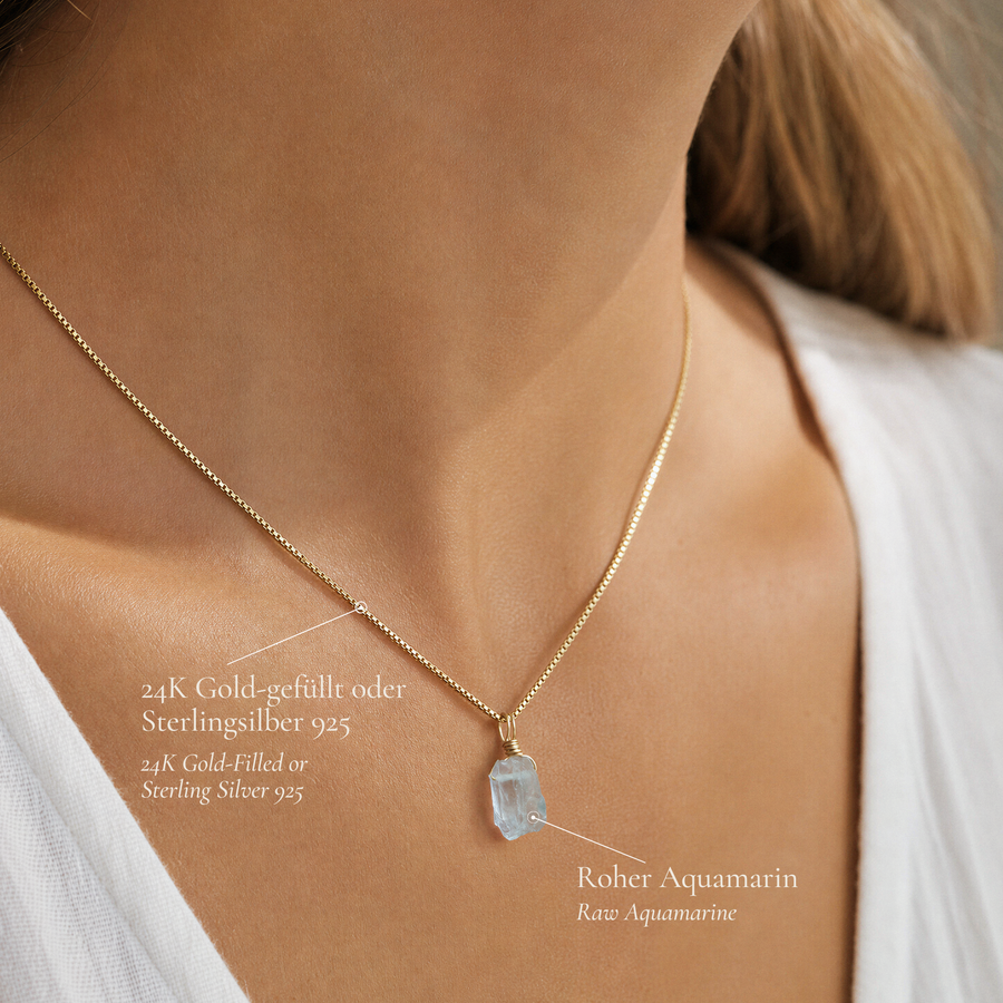 Roher Aquamarin Kette
