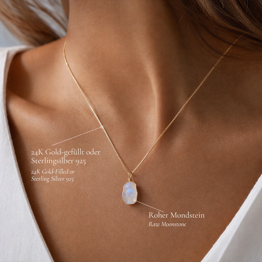 Echter Roher Mondstein Kette