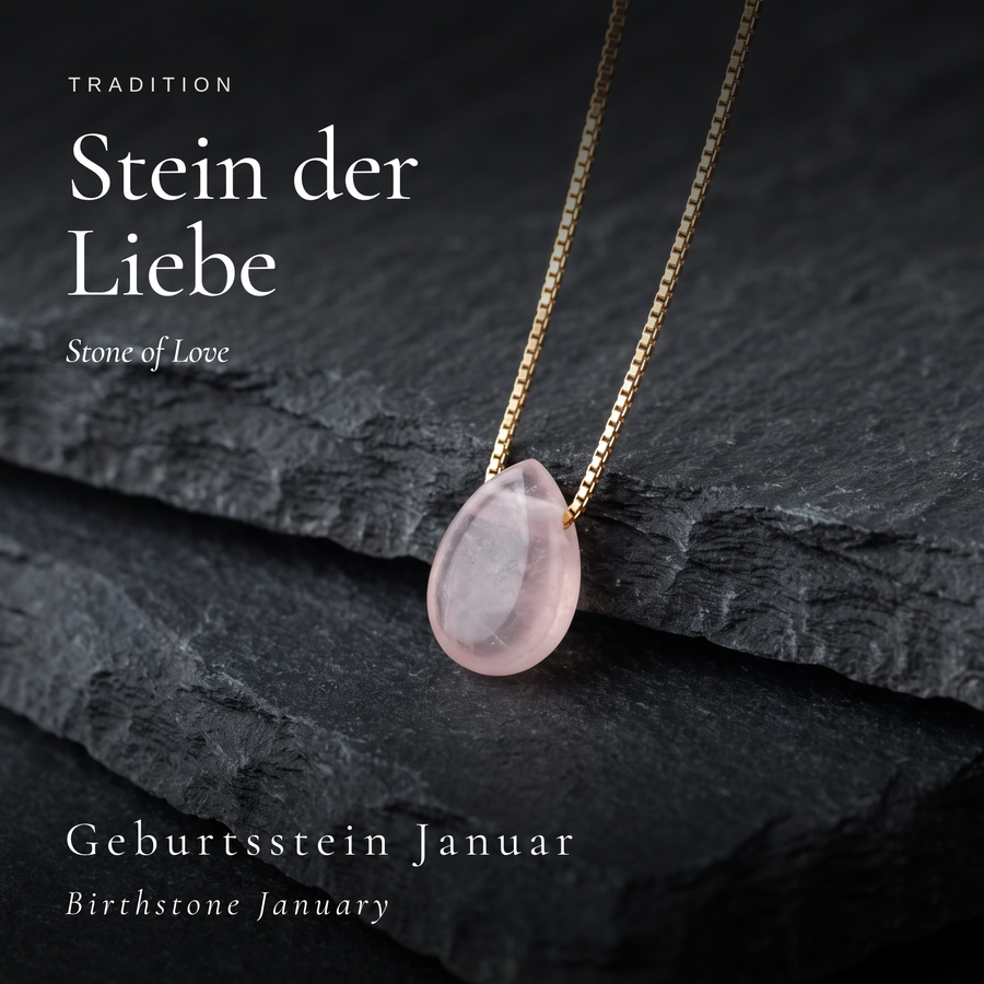 Tropfen Rosenquarz Kette