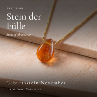 Citrin Tropfen als Stein der Fülle und Geburtsstein November auf Stein