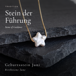 Perle als Stein der Führung und Geburtsstein Juni – Sternperle auf Schiefer
