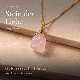 Roher Rosenquarz als Stein der Liebe und Geburtsstein Januar auf Stein