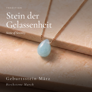 Aquamarin Tropfen als Stein der Gelassenheit und Geburtsstein März