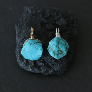 Türkis Anhänger, Türkis Kette, roher Türkis schmuck, Turquoise pendant 