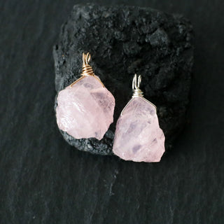 Raw rose quartz pendant