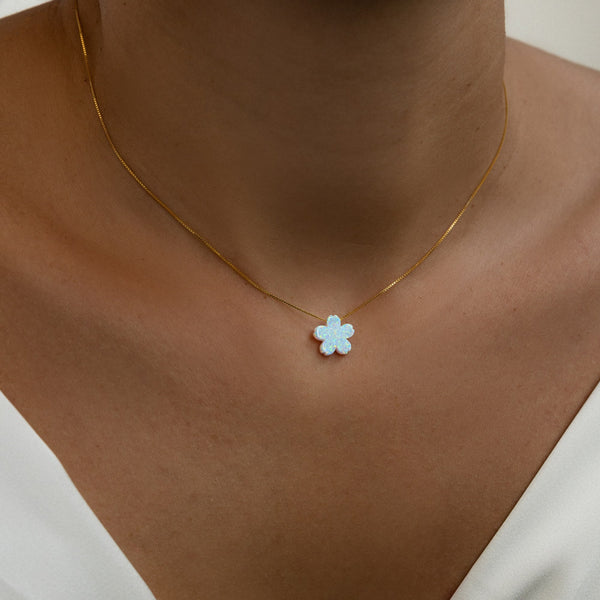 Blumen Kette in Opal-Optik