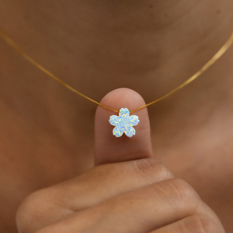 Blumen Kette in Opal-Optik