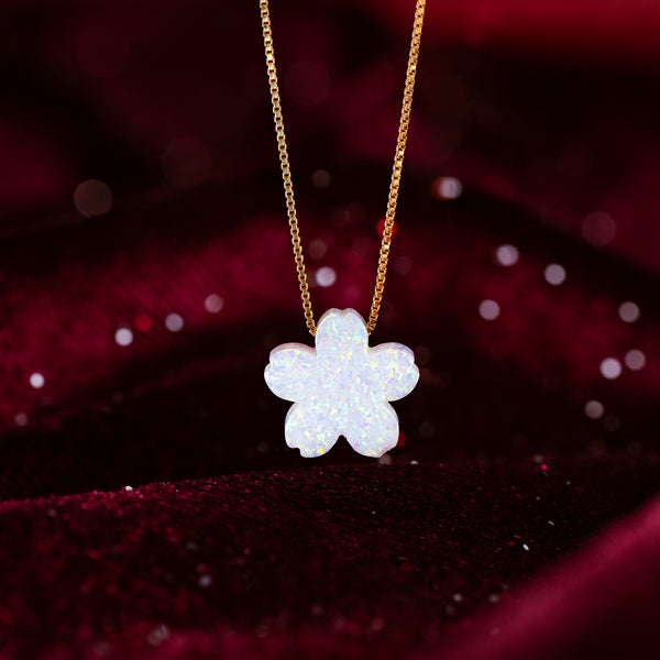 Blumen Kette in Opal-Optik