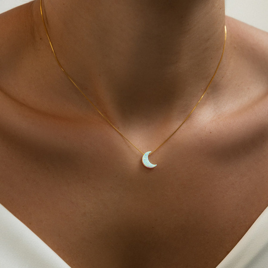 Halbmond Kette in Opal-Optik
