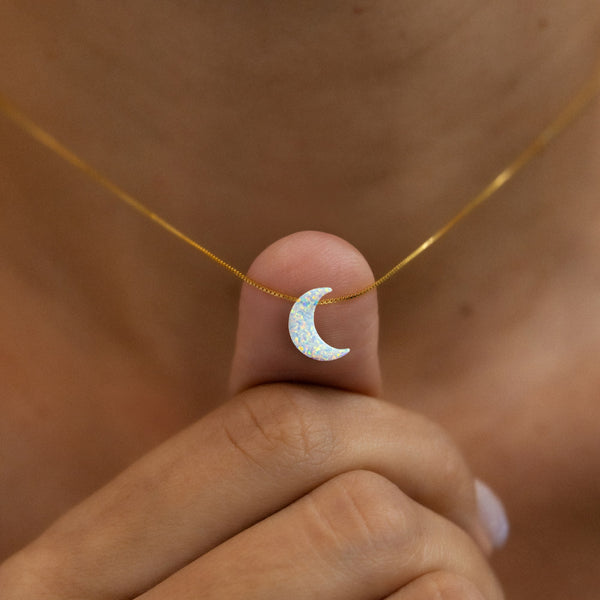 Halbmond Kette in Opal-Optik