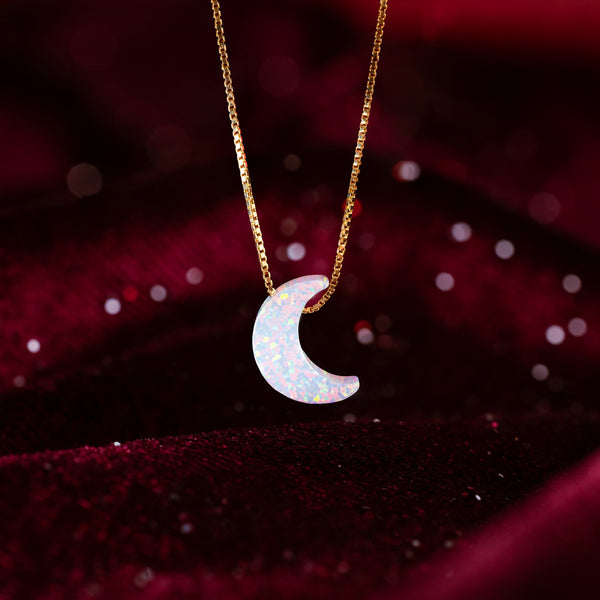 Halbmond Kette in Opal-Optik