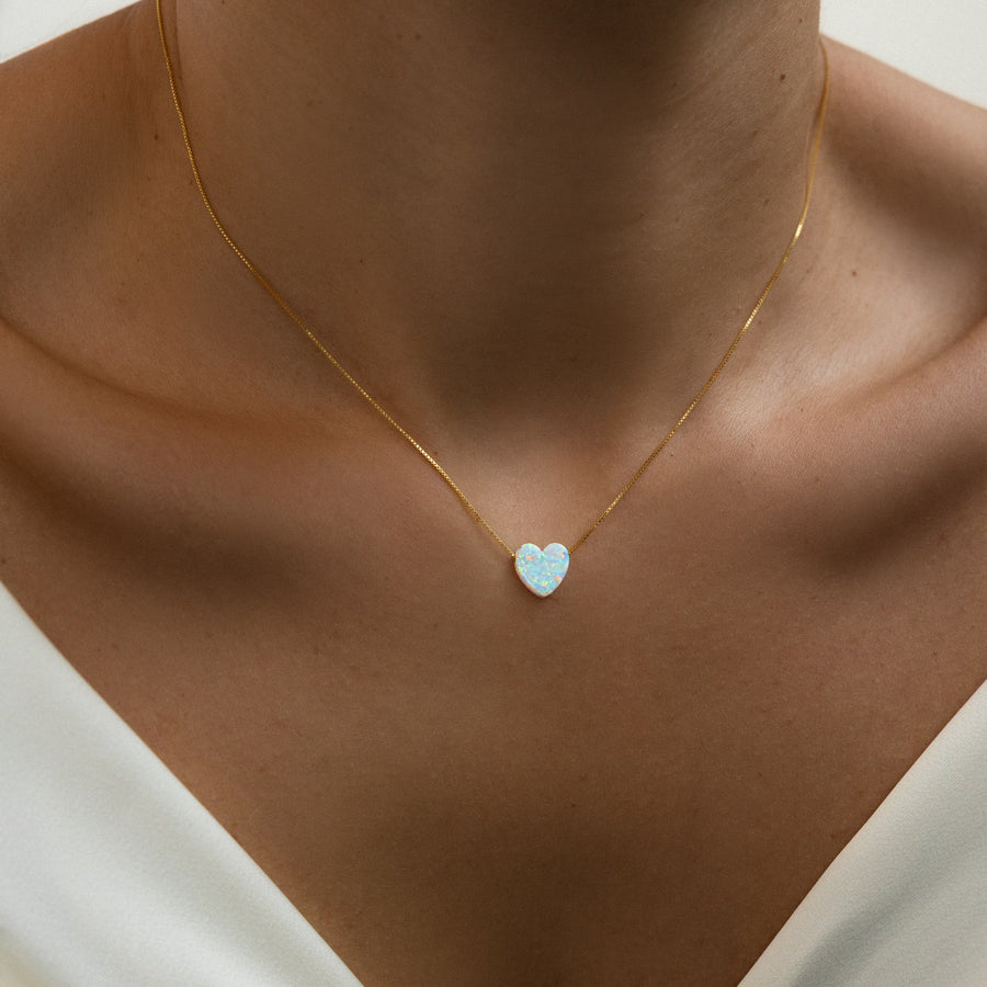 Herz Kette in Opal-Optik