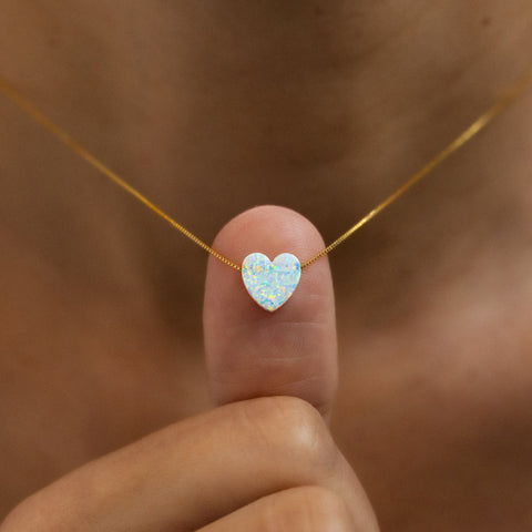 Herz Kette in Opal-Optik