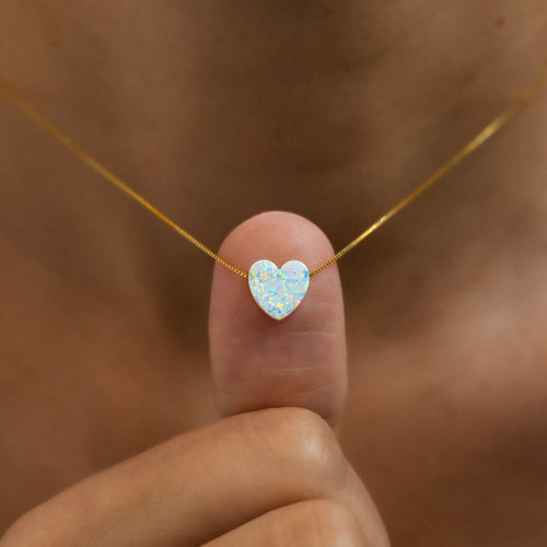 Herz Kette in Opal-Optik