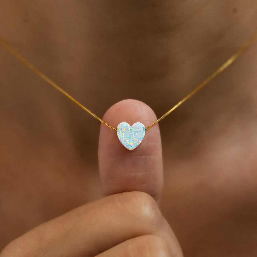 Herz Kette in Opal-Optik