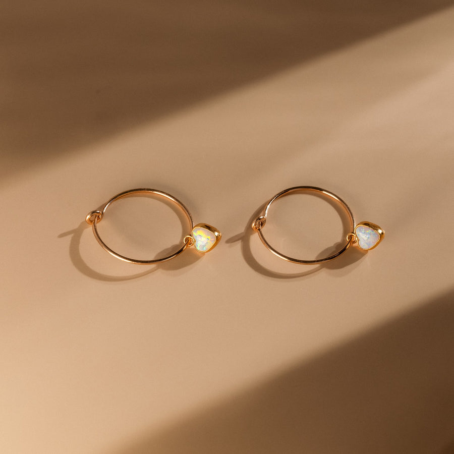 Opal Herz Creolen Ohrringe