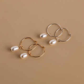 Creolen mit Perle in 14K Goldgefüllt und in Sterlingsilber 925