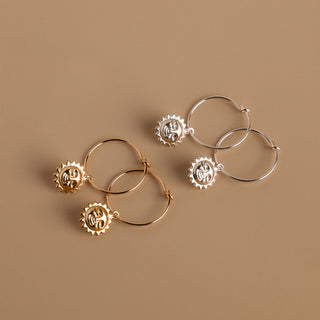 Creolen mit Sonnenanhänger in 14K Goldgefüllt und in Sterlingsilber 925